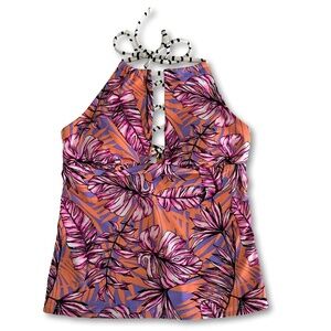Salt + Cove Tropical Floral Halter Tankini Swim Top – Size M